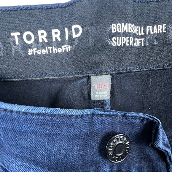 Torrid Bombshell Flare Jeans Womens Size 16XS Super Soft High Rise Blue - Picture 4 of 12